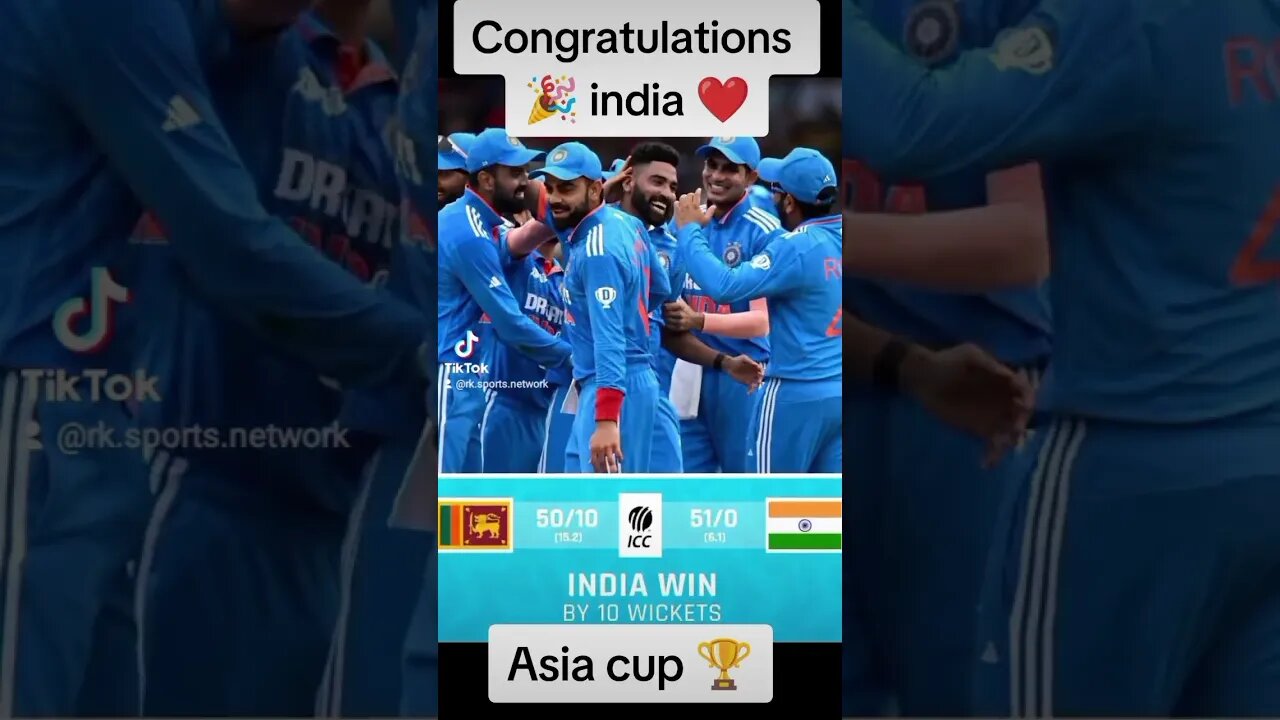 congratulations 👏🎉 india becoming Asia cup 🏆 champion 🔥 #cricket #sports #indianbatsman #kohli