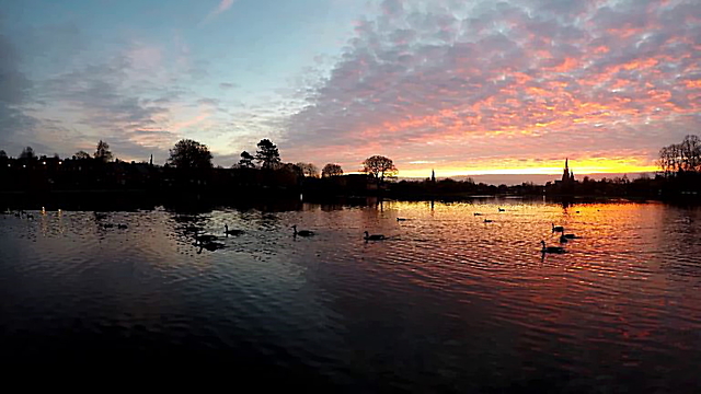 Sensational time lapse sunset over famous Lichfield Cathedral