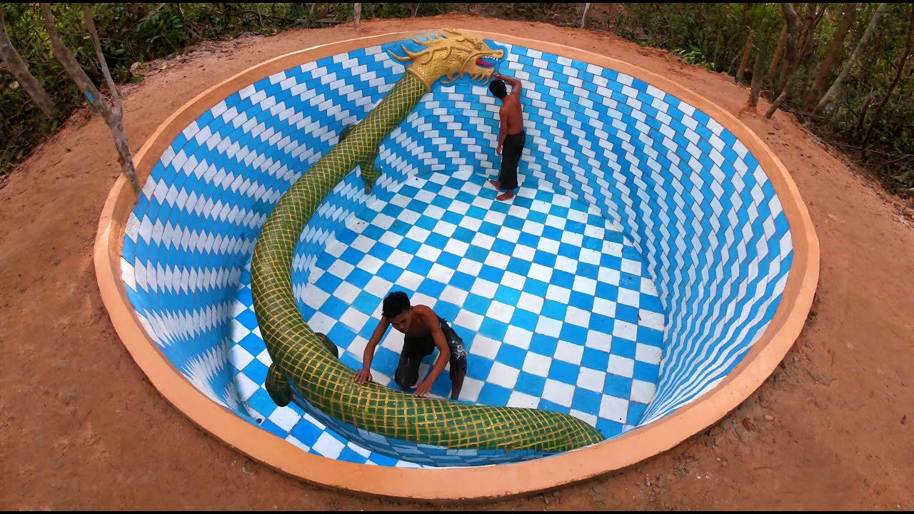 Building The Most Creative Tunnel Underground Dragon Swimming Pool