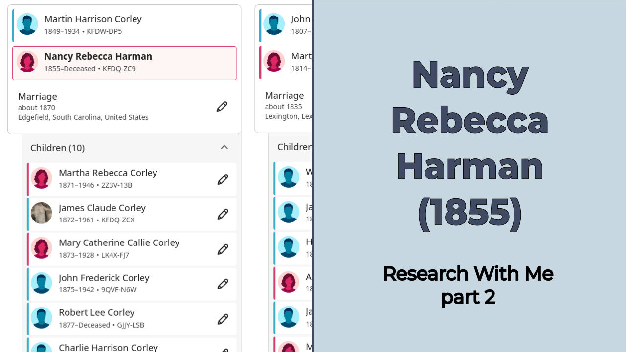 Research With Me: Nancy Rebecca Harman (1855) part 2