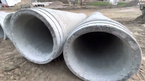 Storm Run off Pipes, Wood Chips and Small Rock Have been Delivered. Road Construction Project.