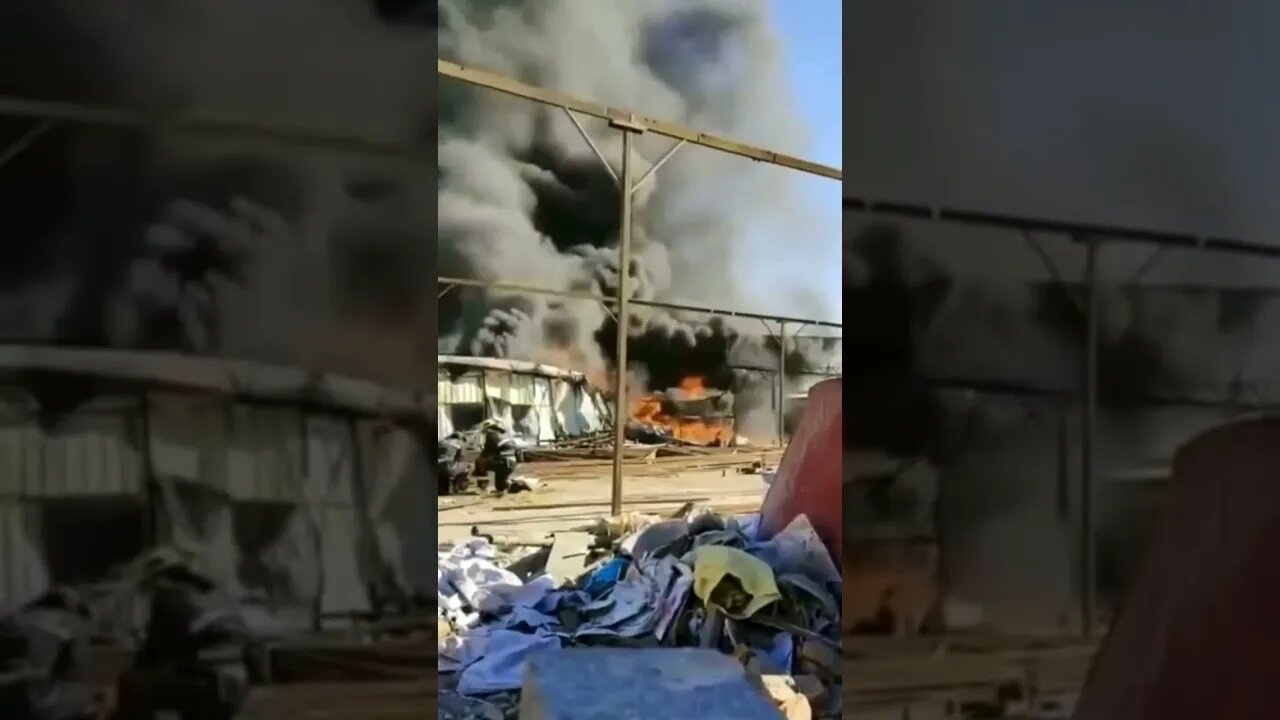 A COVID containment camp on fire in China #shorts #crazyvideo #fire #china