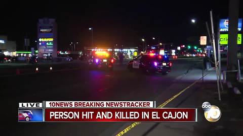 Man hit, killed in El Cajon