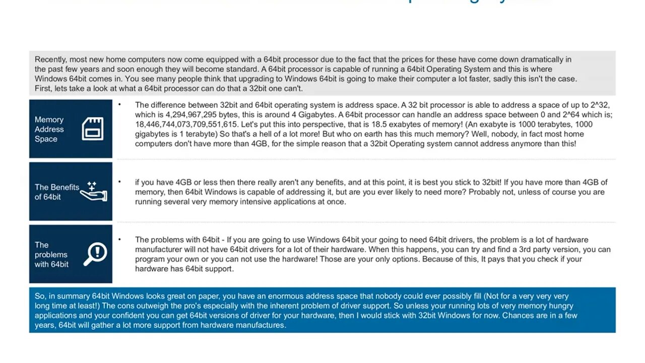 The Difference Between 32 Bit and 64 Bit Operating System