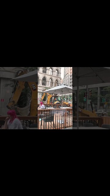 Construction truck passing at Old Montréal