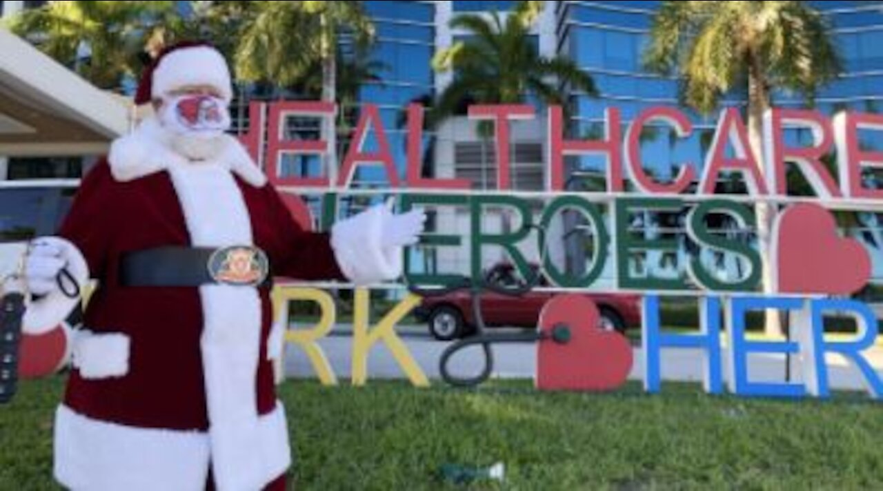 Santa Claus gets creative to greet patients at Bethesda Hospital East in Boynton Beach