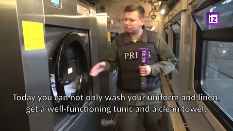 A bath and laundry train used by Russian military group O/Brave