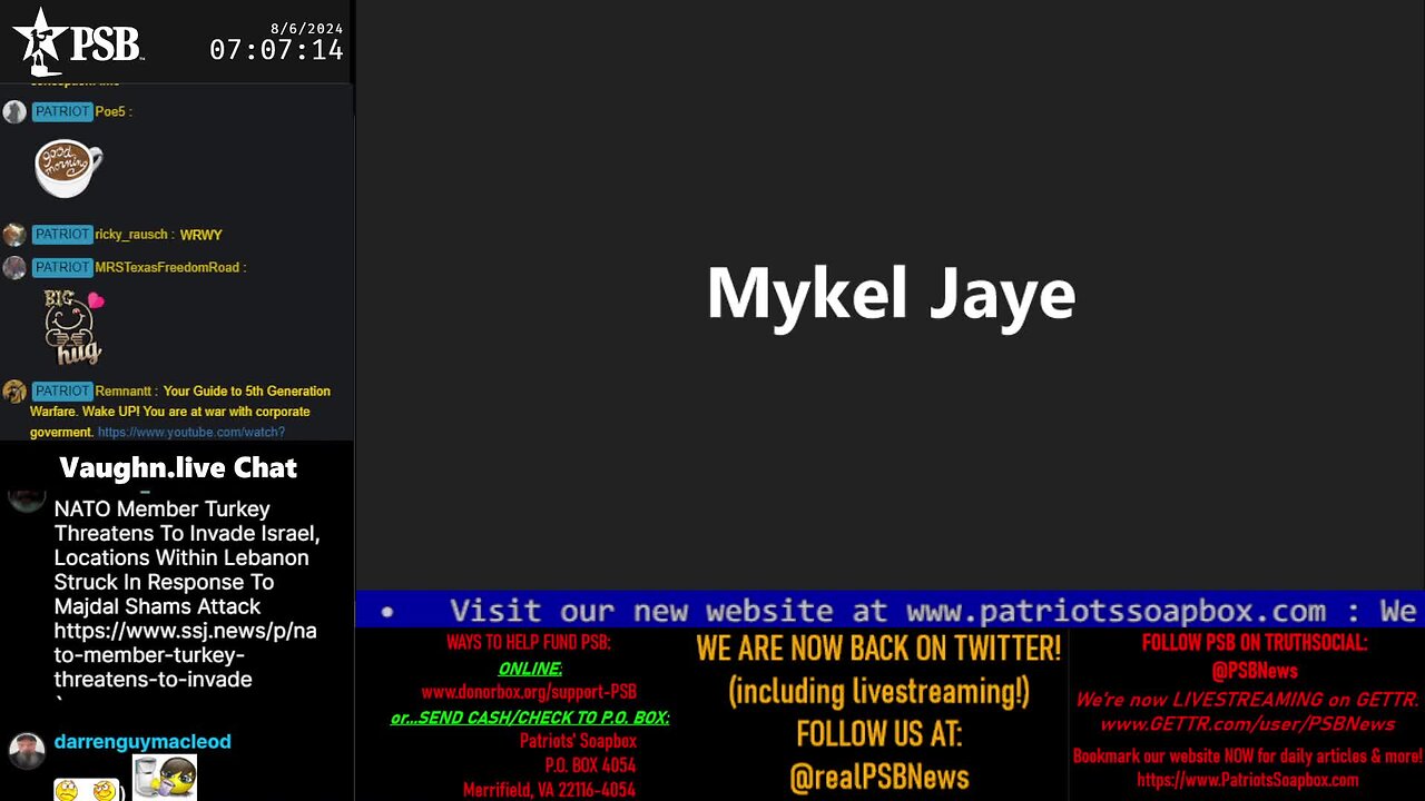 2024-08-06 07:00 EDT - Patriots Soapbox AM: with MykelJaye