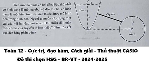 HSG Chọn BR-VT: 2025: Trên một hồ nước có hai đảo. Đảo thứ nhất có hình dạng là một parabol