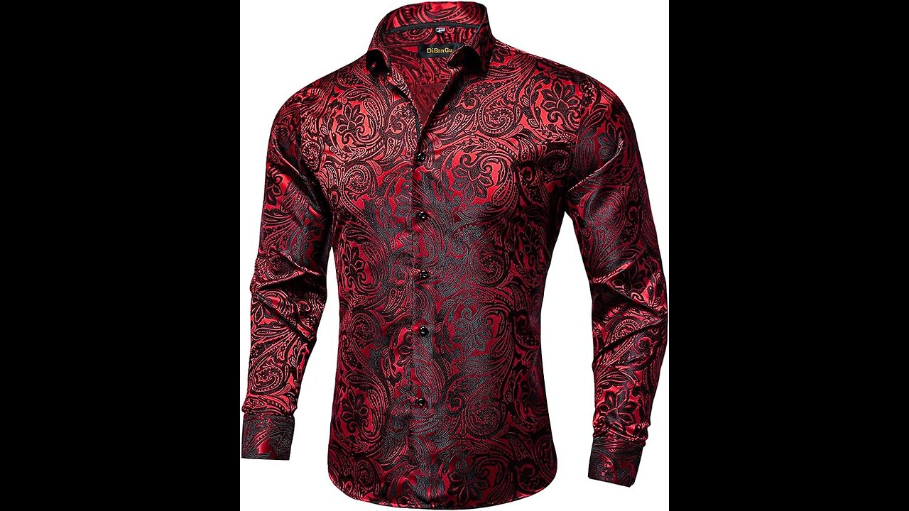 Mens Silk Paisley Dress Shirts / Woven Long Sleeve Button Down Dress Shirt #viral #shirts #style