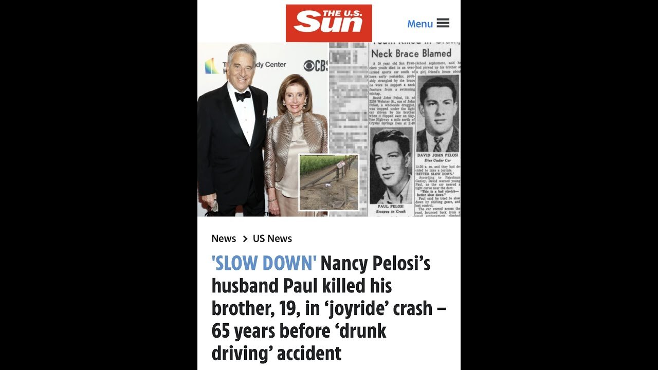 PRIVLEGED PAUL PELOSI GETS A DUI, AT AGE 16 KILLED HIS BROTHER DAVID WHILE DRIVING WRECKLESS.