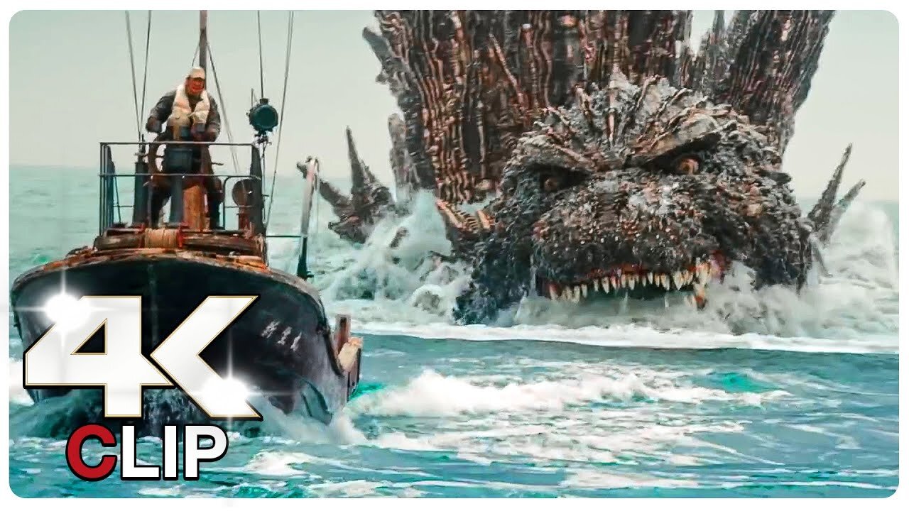 Godzilla Perseguindo um Barco (4K UHD) _ Godzilla Minus One