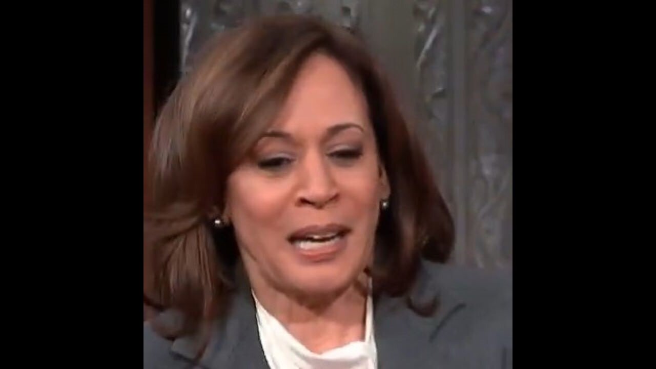 AWKWARD - Kamala Babbles, Squirms, And Flails Explaining To Stephen Colbert WHY She Loves America