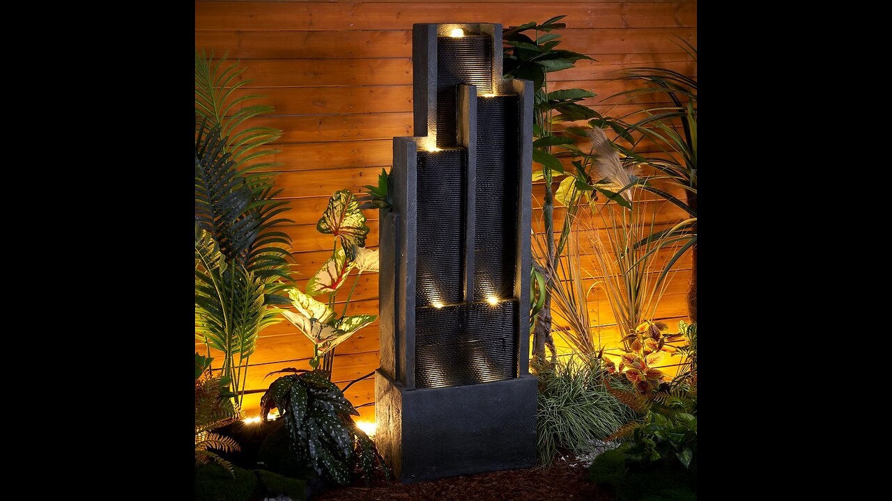 50.7'' 4-Tier Cascading Water Fountain with LED Lights - SunJet