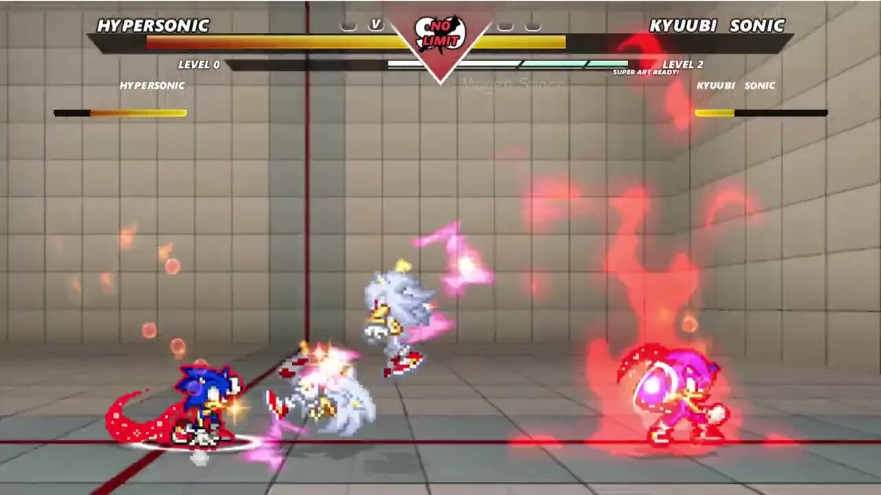2x2 I 2 Hyper Sonic VS 2 Kyuubi Sonic I Sonic Battle Mugen