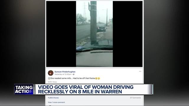 Video goes viral of woman driving recklessly on 8 Mile in Warren