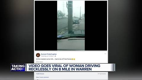 Video goes viral of woman driving recklessly on 8 Mile in Warren