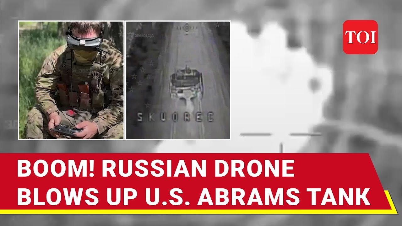 Russian Drone Chases & Blows Up American Abrams Battle Tank In Donetsk | Watch