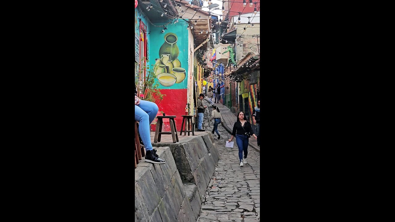 Walking through La Candelaria area of Bogota