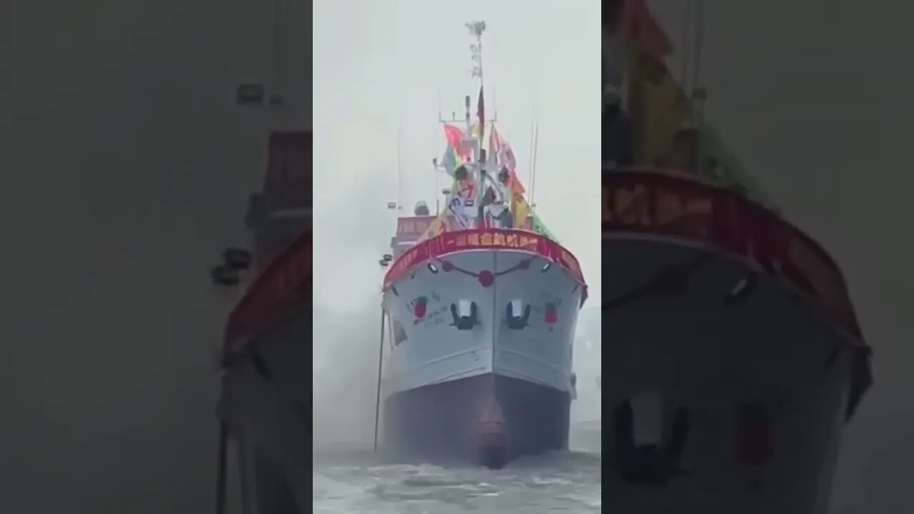 Epic Ship Launch Gone Sideways. #trending #shorts #merchantnavy #lifeatsea #shipping #ship #launch