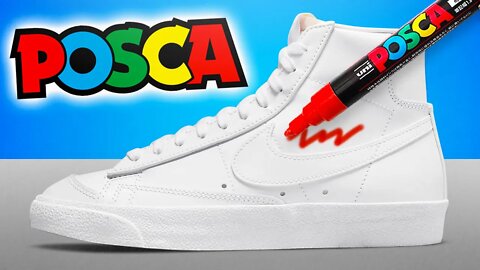 Customizing NIKE BLAZERS Using POSCA MARKERS! (Satisfying)