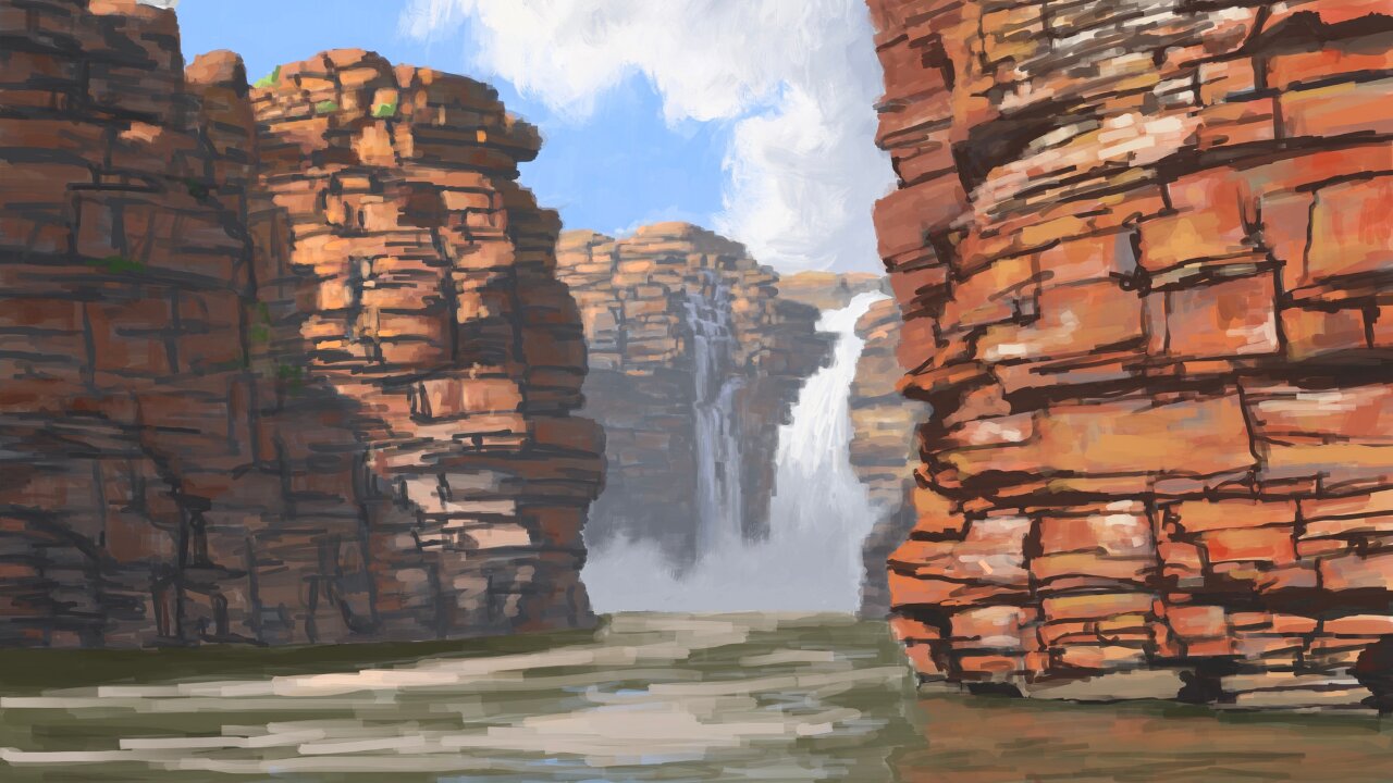 Designing a ROCKY GORGE LANDSCAPE Painting Using PROCREATE