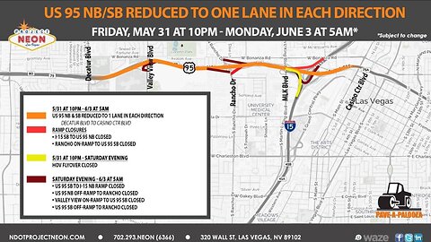 THIS WEEKEND: US-95 down to one lane in both directions