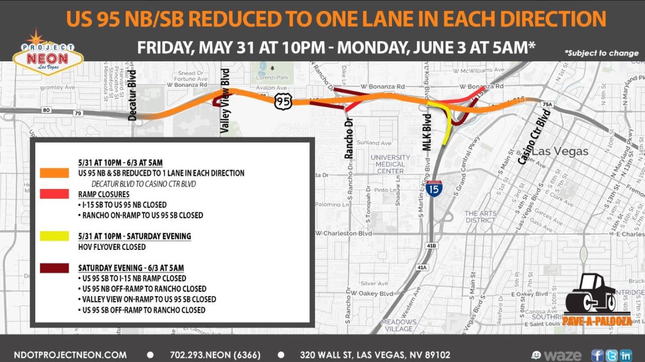 THIS WEEKEND: US-95 down to one lane in both directions