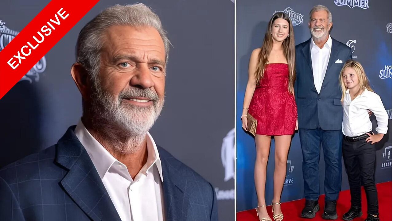 Mel Gibson Makes Rare Red Carpet Appearance with Kids Lucia and Lars at Monster Summer Premiere