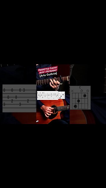 Hone your finger-style guitar skills by practicing Alice’s Restaurant by Arlo Guthrie #shorts