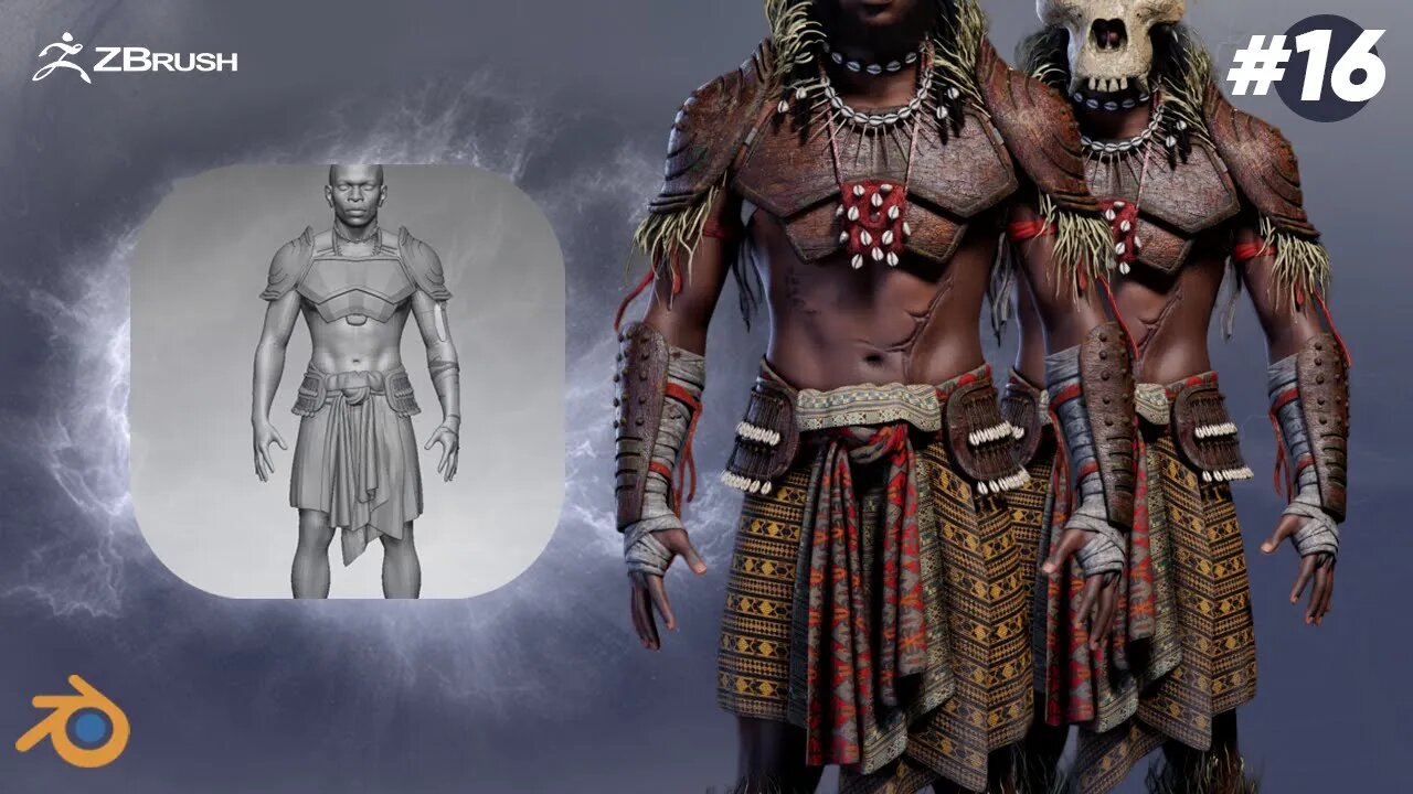 Yoruba god: Sango, the God of Thunder using Blender- 3D Timelapse part 16