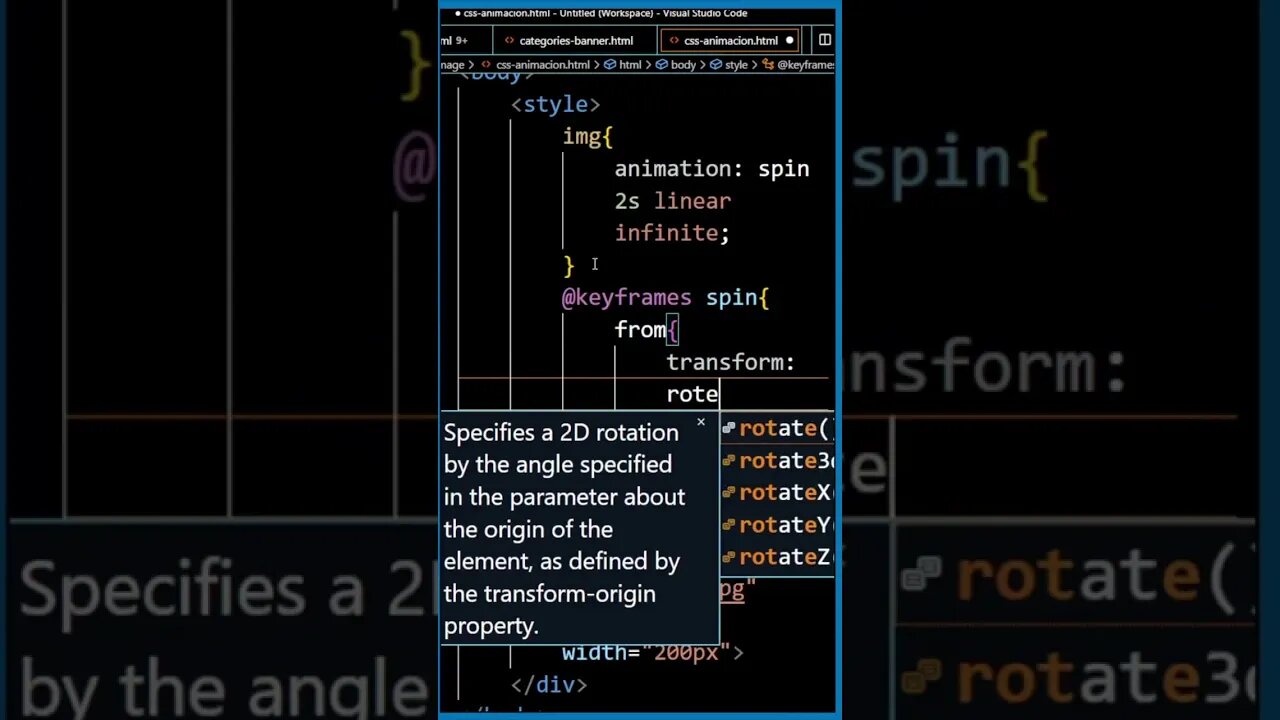 #animacion #rotación en #css #shorts