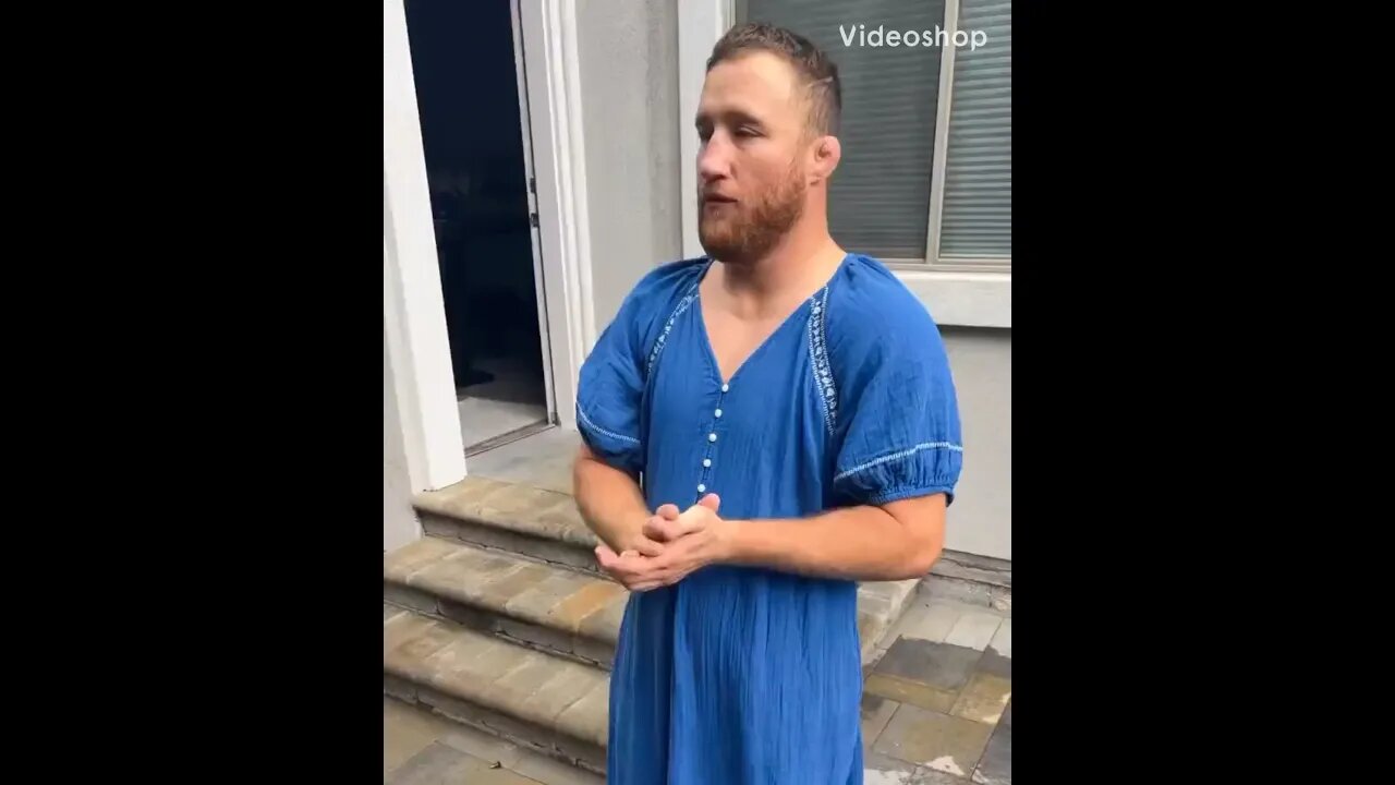 Justin Gaethje in a dress after losing bet