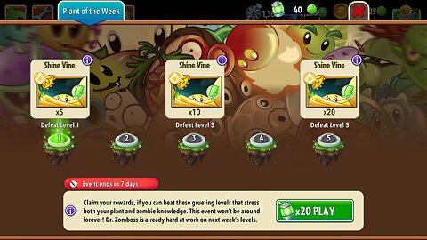 Plants vs Zombies 2 - Plant of the Week - Shine Vine - October 2024