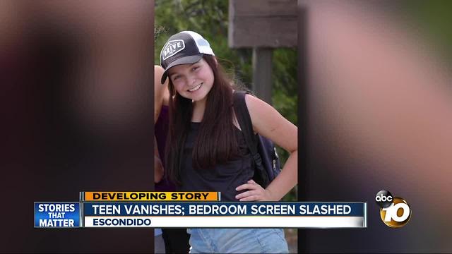 Teen vanishes; bedroom screen slashed