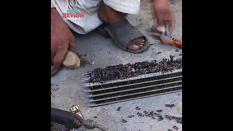 This Man Making a New truck radiator from old radiator