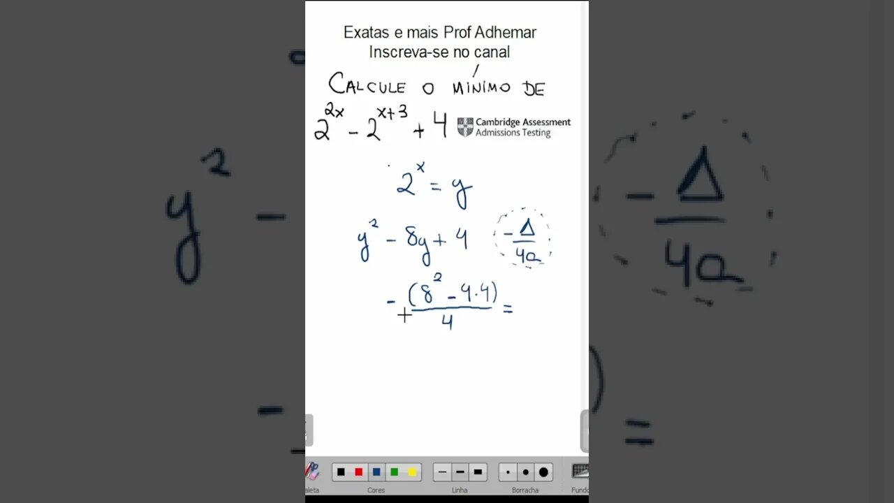 Mínimo de Função do 2o Grau - Você consegue resolver? Questão Cambridge #shorts