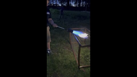 How to clean a rabbit cage with a blow torch!