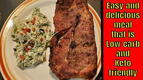 What's cooking with The Bear? Pork steaks with cream spinach #ketorecipes #lowcarb