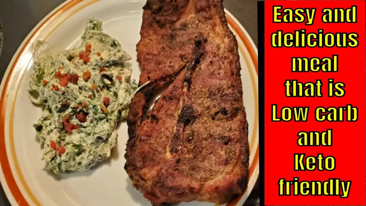 What's cooking with The Bear? Pork steaks with cream spinach #ketorecipes #lowcarb