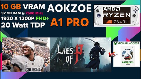 GET WELL SOON TRAVIS HUNTER & Lies of P (Xbox GP Ultimate) running on the AOKZOE A1 Pro "10 GB VRAM"