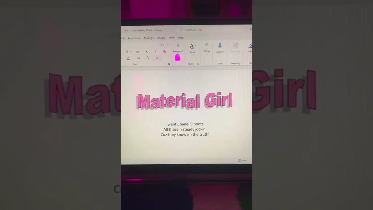 Material Girl Tiktok pinkkeyboardlyrics