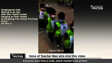 kids Lining Up With Health Code Signs and Waiting to Be Tested 幼兒園小朋友掛牌等檢測