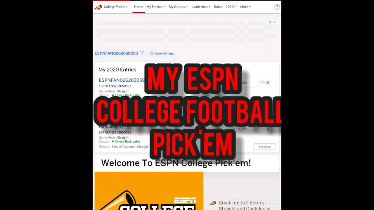 MY ESPN COLLEGE FOOTBALL PICKEM