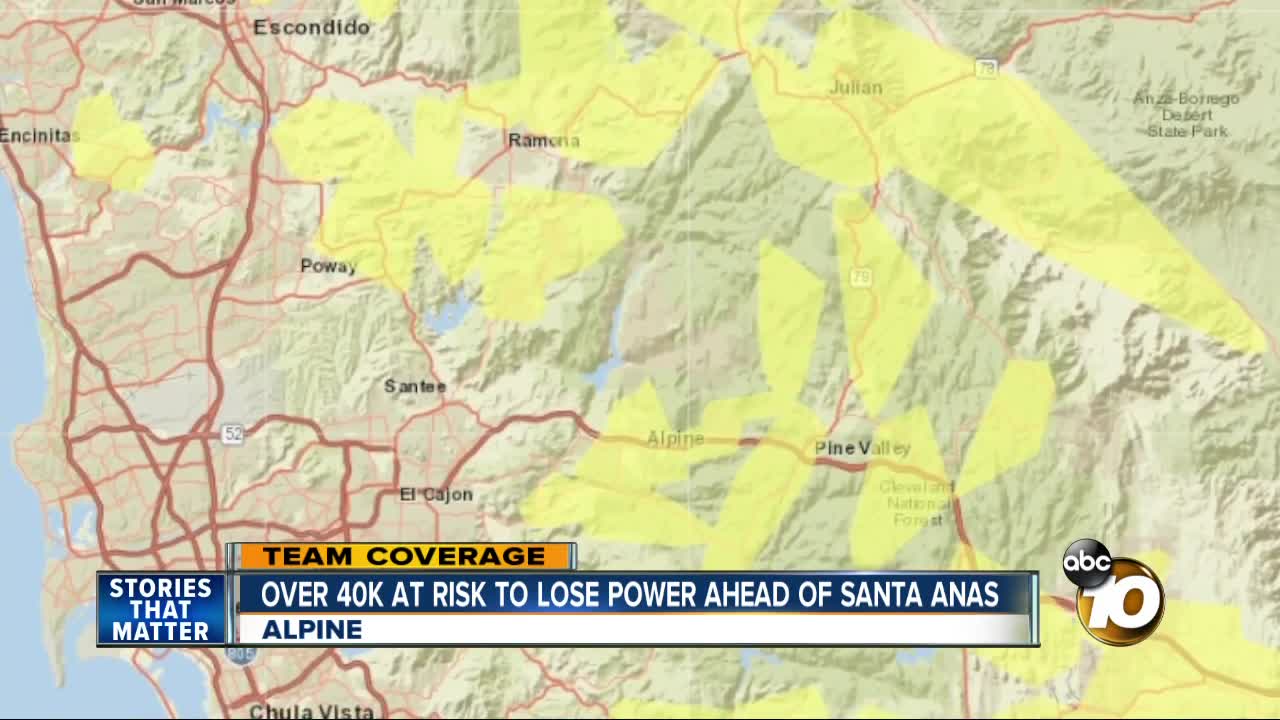 Over 40k at risk to lose power ahead of Santa Anas