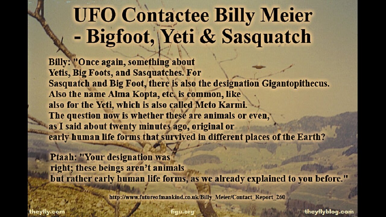 Billy Meier UFO Contact Reports - Bigfoot Sasquatch Yeti