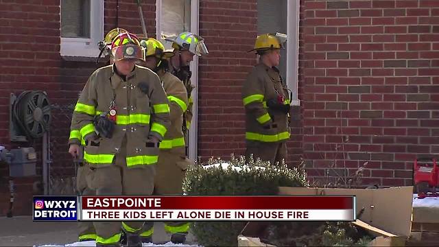 Three kids left home alone die in fire in Eastpointe