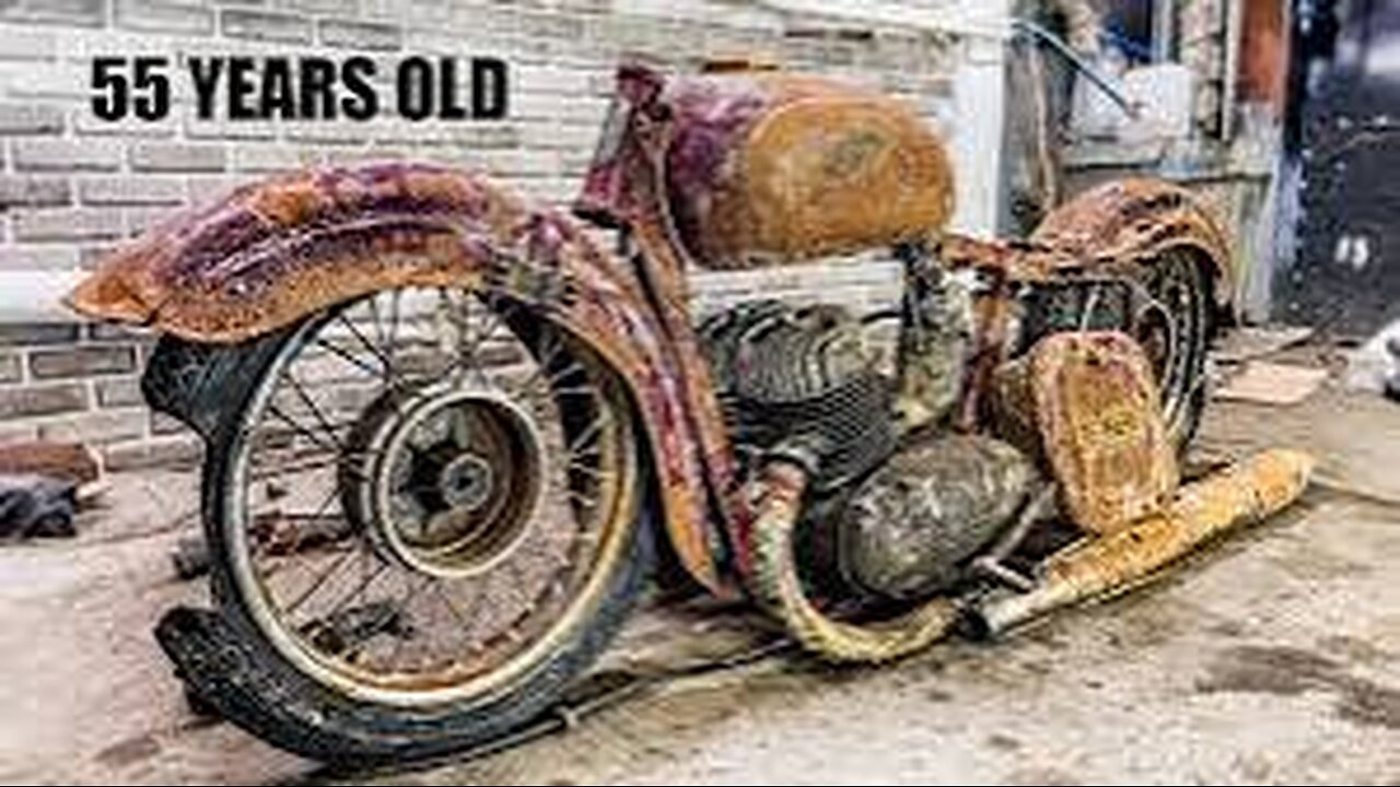 Restoration Rusty Old Motorcycle JAWA - 1960s two stroke engine Abandoned Broken Legend Repairing