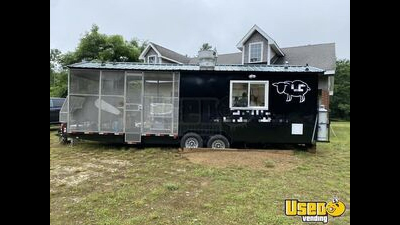 2012 8.5' x 15' Barbecue Kitchen Food Concession Trailer w/ 13' Porch & Bathroom for Sale