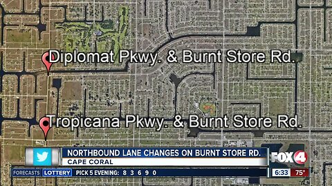 Northbound lane changes on Burnt Store Road Thursday